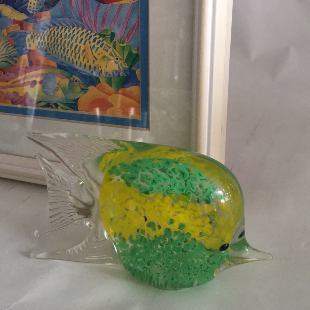 Glass Tropical Green Fish Paperweigh
